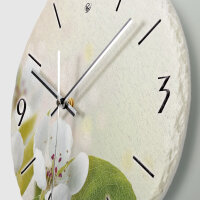 Birnbaum-Blüte Design-Wanduhr aus Steinguss mit leisem Uhrwerk