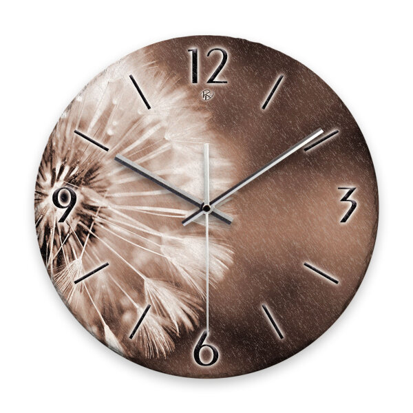 Pusteblume Design-Wanduhr aus Steinguss mit leisem Uhrwerk