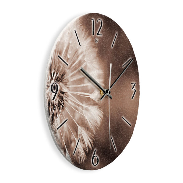 Pusteblume Design-Wanduhr aus Steinguss mit leisem Uhrwerk
