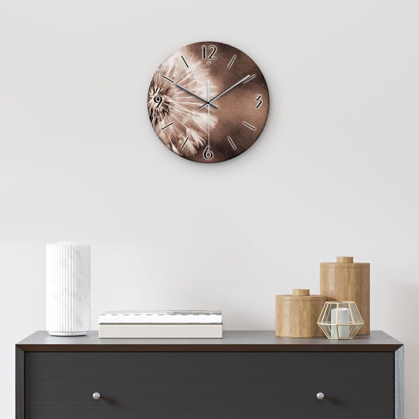 Pusteblume Design-Wanduhr aus Steinguss mit leisem Uhrwerk