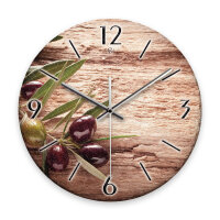 Oliven Design-Wanduhr aus Steinguss mit leisem Uhrwerk