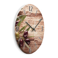 Oliven Design-Wanduhr aus Steinguss mit leisem Uhrwerk