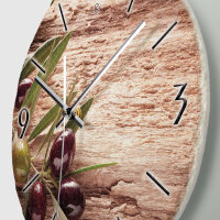 Oliven Design-Wanduhr aus Steinguss mit leisem Uhrwerk