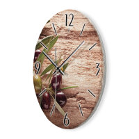 Oliven Design-Wanduhr aus Steinguss mit leisem Uhrwerk