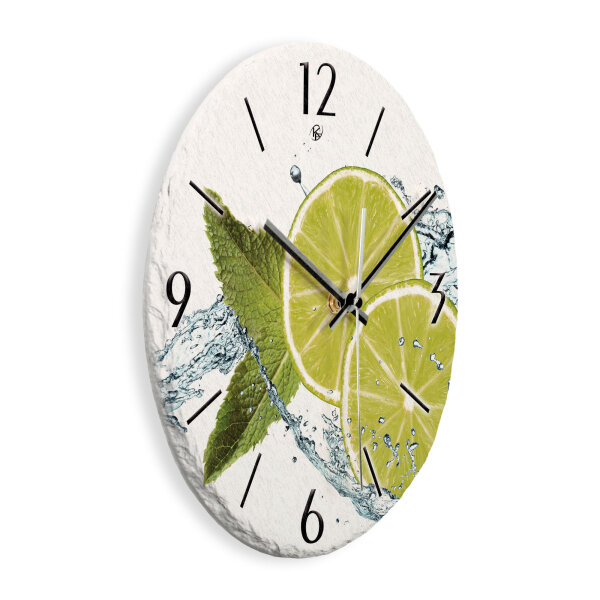 Limette Design-Wanduhr aus Steinguss mit leisem Uhrwerk