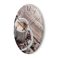 Kaffee Design-Wanduhr aus Steinguss mit leisem Uhrwerk