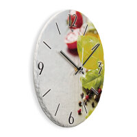 Tomate & Basilikum Design-Wanduhr aus Steinguss mit leisem Uhrwerk