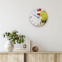 Tomate & Basilikum Design-Wanduhr aus Steinguss mit leisem Uhrwerk