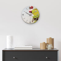 Tomate & Basilikum Design-Wanduhr aus Steinguss mit leisem Uhrwerk