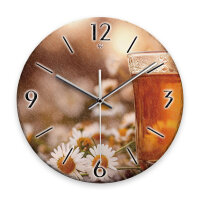 Kamille Design-Wanduhr aus Steinguss mit leisem Uhrwerk
