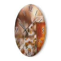 Kamille Design-Wanduhr aus Steinguss mit leisem Uhrwerk