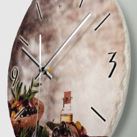 Bunte Oliven Design-Wanduhr aus Steinguss mit leisem Uhrwerk