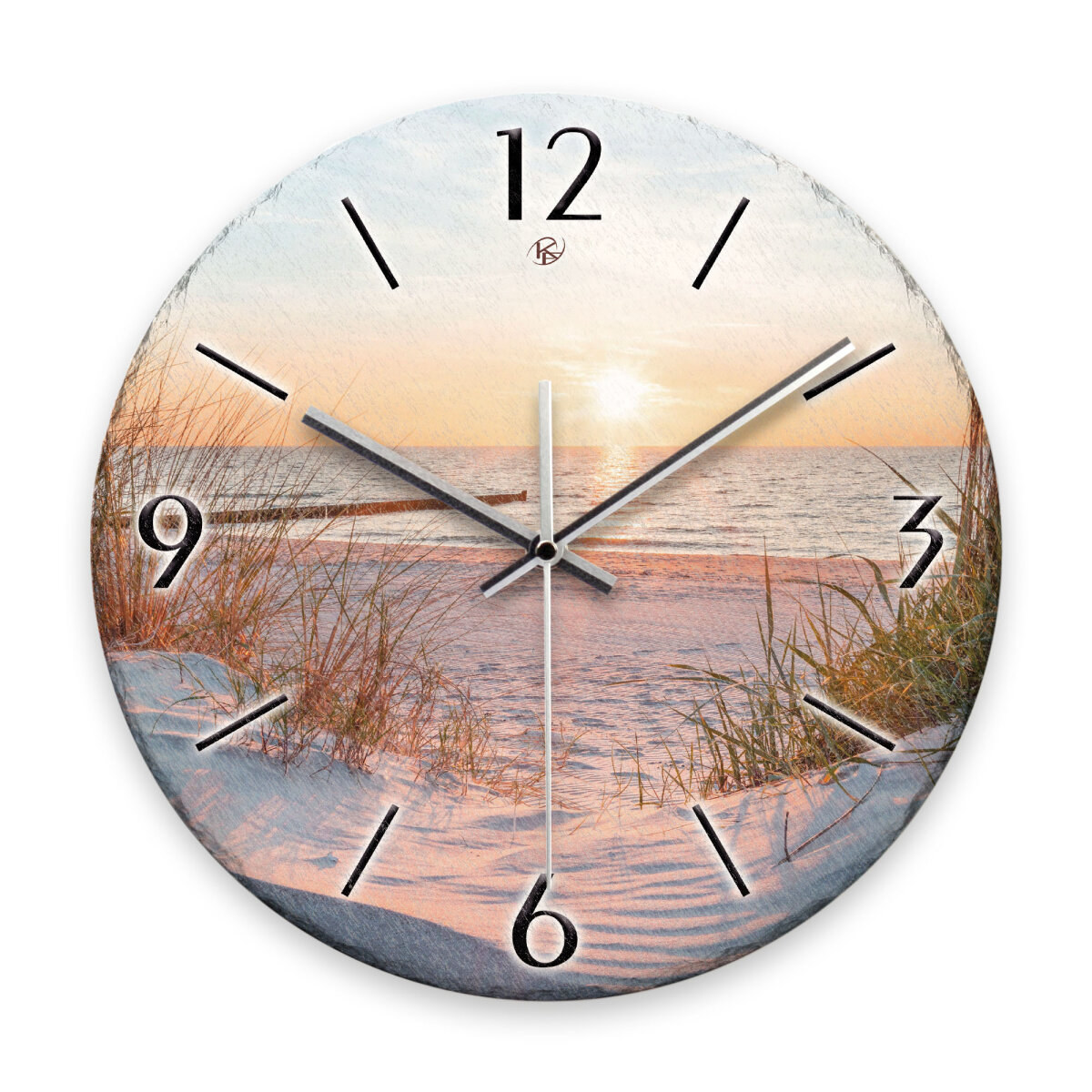 Strand Design-Wanduhr aus Steinguss mit leisem Uhrwerk