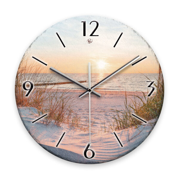 Strand Design-Wanduhr aus Steinguss mit leisem Uhrwerk
