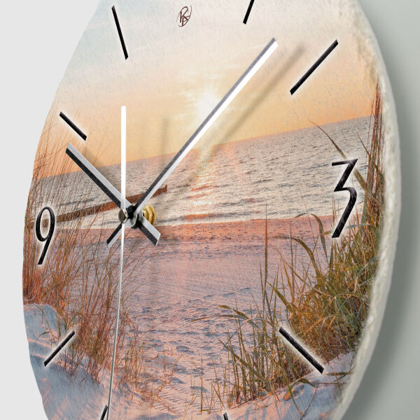 Strand Design-Wanduhr aus Steinguss mit leisem Uhrwerk
