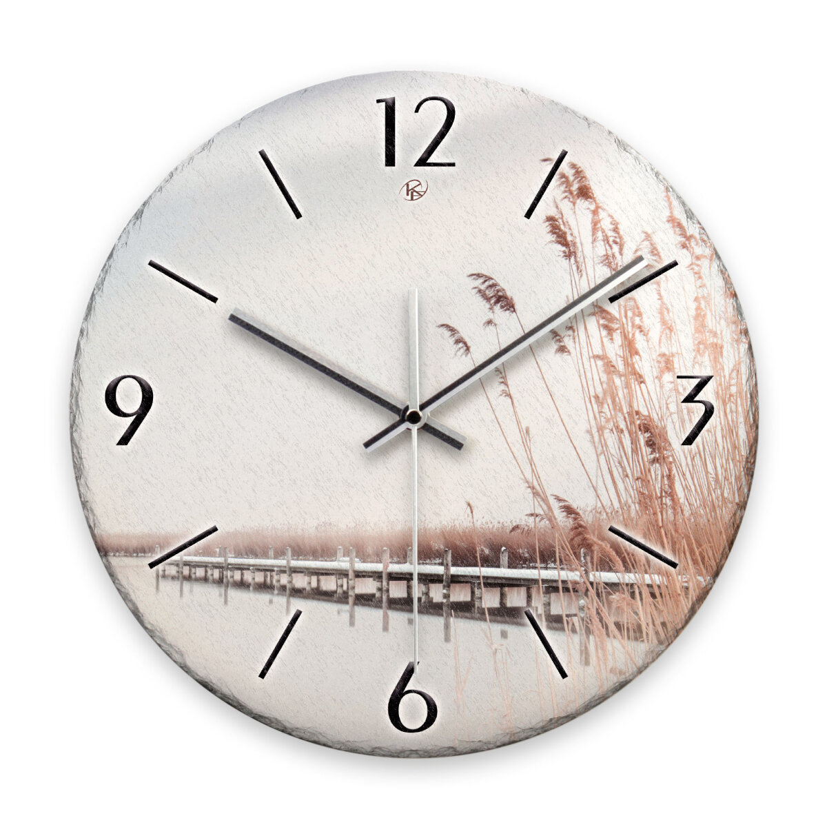 Steg Design-Wanduhr aus Steinguss mit leisem Uhrwerk