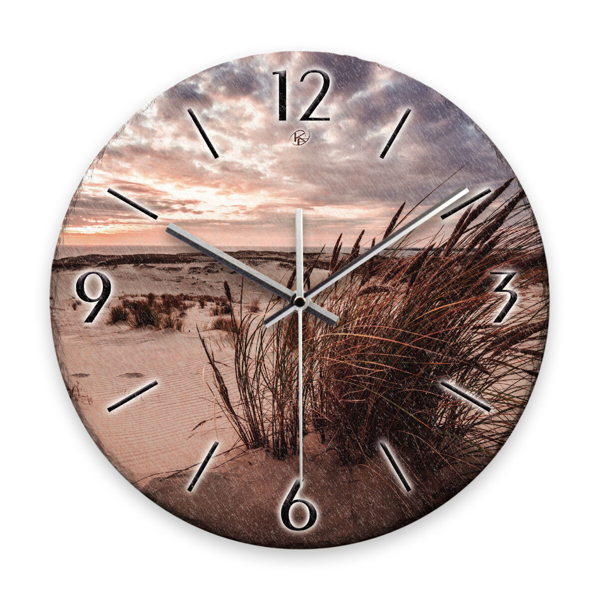 Sandstrand Design-Wanduhr aus Steinguss mit leisem Uhrwerk