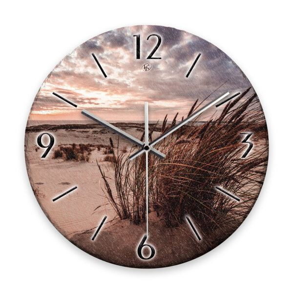 Sandstrand Design-Wanduhr aus Steinguss mit leisem Uhrwerk