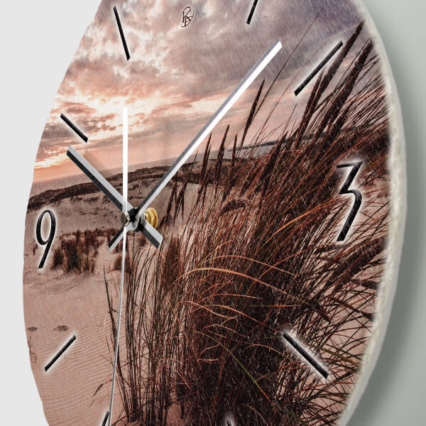 Sandstrand Design-Wanduhr aus Steinguss mit leisem Uhrwerk