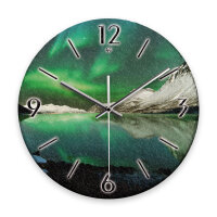 Polarlicht Design-Wanduhr aus Steinguss mit leisem Uhrwerk