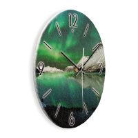 Polarlicht Design-Wanduhr aus Steinguss mit leisem Uhrwerk