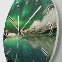 Polarlicht Design-Wanduhr aus Steinguss mit leisem Uhrwerk
