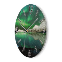 Polarlicht Design-Wanduhr aus Steinguss mit leisem Uhrwerk