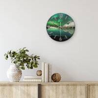 Polarlicht Design-Wanduhr aus Steinguss mit leisem Uhrwerk