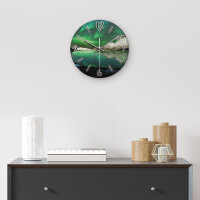 Polarlicht Design-Wanduhr aus Steinguss mit leisem Uhrwerk