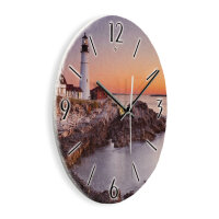 Leuchtturm Design-Wanduhr aus Steinguss mit leisem Uhrwerk
