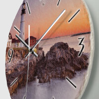 Leuchtturm Design-Wanduhr aus Steinguss mit leisem Uhrwerk