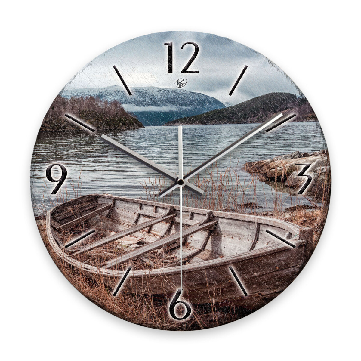 Boot Design-Wanduhr aus Steinguss mit leisem Uhrwerk