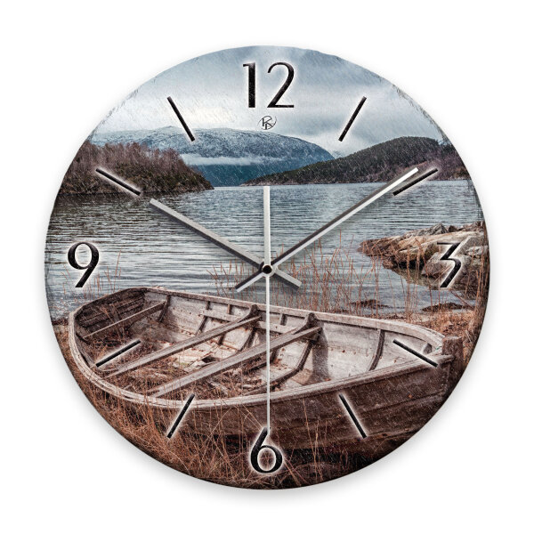 Boot Design-Wanduhr aus Steinguss mit leisem Uhrwerk