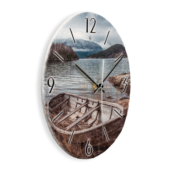 Boot Design-Wanduhr aus Steinguss mit leisem Uhrwerk