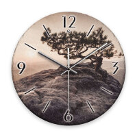 Einsamer Baum Design-Wanduhr aus Steinguss mit leisem Uhrwerk