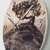 Einsamer Baum Design-Wanduhr aus Steinguss mit leisem Uhrwerk