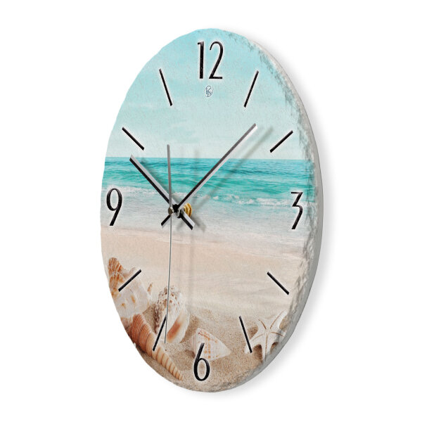 Südsee-Strand Design-Wanduhr aus Steinguss mit leisem Uhrwerk