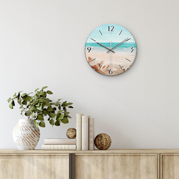 Südsee-Strand Design-Wanduhr aus Steinguss mit leisem Uhrwerk