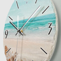 Südsee-Strand Design-Wanduhr aus Steinguss mit leisem Uhrwerk