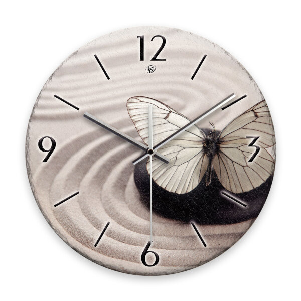 Schmetterling Design-Wanduhr aus Steinguss mit leisem...