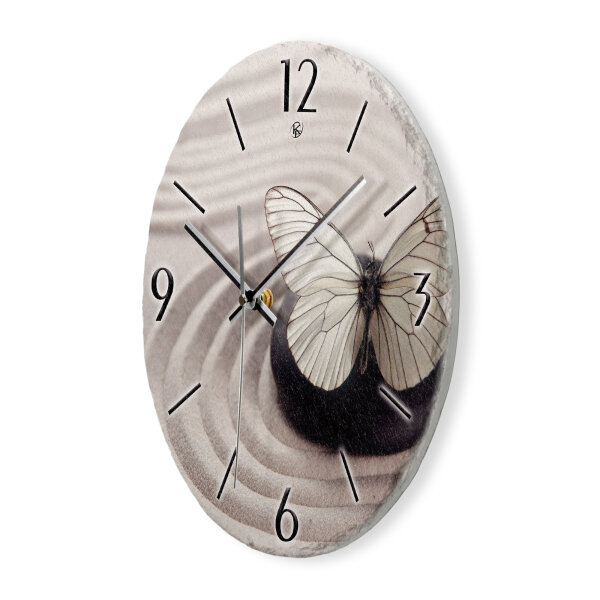 Schmetterling Design-Wanduhr aus Steinguss mit leisem Uhrwerk