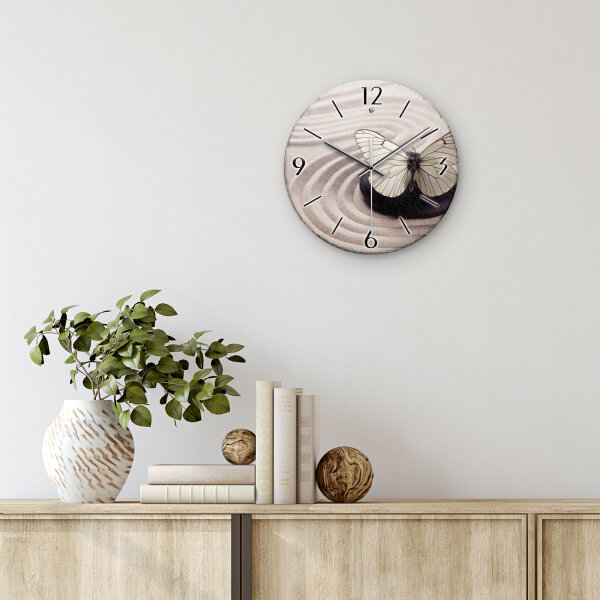 Schmetterling Design-Wanduhr aus Steinguss mit leisem Uhrwerk