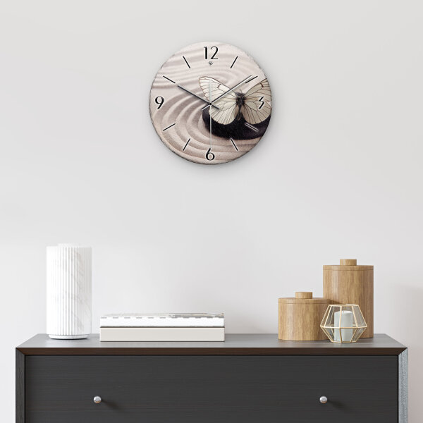 Schmetterling Design-Wanduhr aus Steinguss mit leisem Uhrwerk