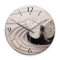 Schmetterling Design-Wanduhr aus Steinguss mit leisem Uhrwerk
