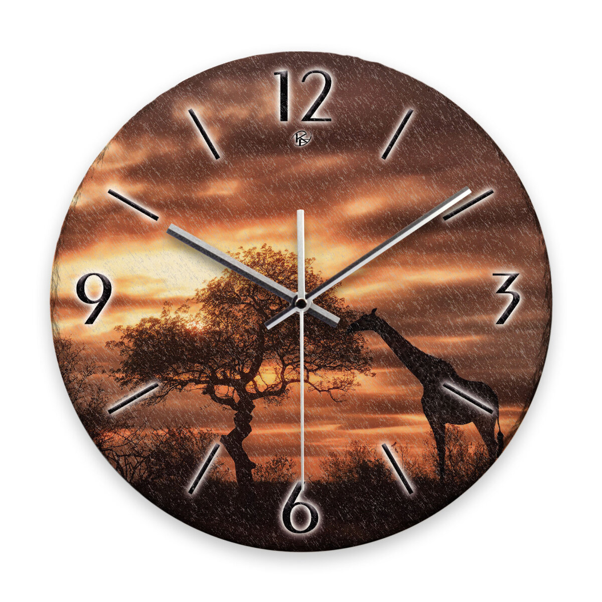 Giraffe in Afrika Design-Wanduhr aus Steinguss mit leisem Uhrwerk