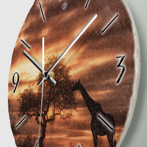 Giraffe in Afrika Design-Wanduhr aus Steinguss mit leisem Uhrwerk