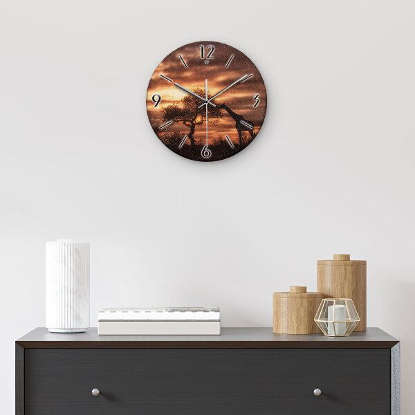 Giraffe in Afrika Design-Wanduhr aus Steinguss mit leisem Uhrwerk