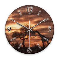Giraffe in Afrika Design-Wanduhr aus Steinguss mit leisem Uhrwerk