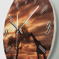 Giraffe in Afrika Design-Wanduhr aus Steinguss mit leisem Uhrwerk