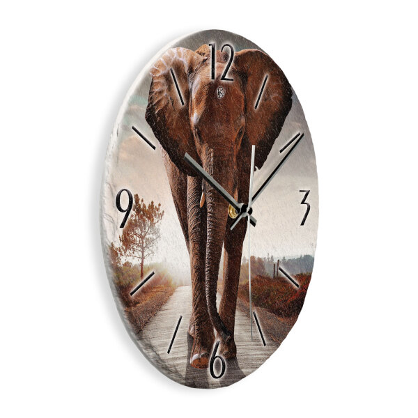 Elefant Design-Wanduhr aus Steinguss mit leisem Uhrwerk